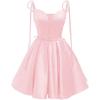 imageVintage Gothic Dresses Satin Homecoming Dress Short Prom Dress for Teens Spaghetti Straps Cocktail GownsPink