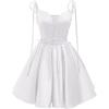 imageVintage Gothic Dresses Satin Homecoming Dress Short Prom Dress for Teens Spaghetti Straps Cocktail GownsWhite