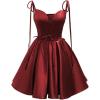 imageVintage Gothic Dresses Satin Homecoming Dress Short Prom Dress for Teens Spaghetti Straps Cocktail GownsWine Red