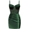 imageBeaded Homecoming Dresses for Teens Satin Mermaid Prom Dresses Short Pleated Formal DressAqua