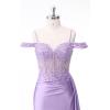 imageOff Shoulder Satin Homecoming Dresses Mermaid Lace Short Porm Dress Tight Beaded Cocktail DressAqua