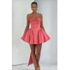 imageSatin Homecoming Dresses for Teens with Bow Cowl Neck Corset Cocktail Party Gown Aline Ball GownsPurple
