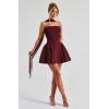 imageSatin Homecoming Dresses for Teens with Scarf Strapless Prom Dresses Short Halter Mini Cocktail DressTeal