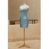 imageSatin Mermaid Homecoming Dresses for Teens Beaded Prom Dress Short Formal Party DressChampagne