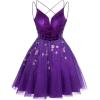 imageTulle Homecoming Dresses for Teens Sparkly Short Prom Dresses Spaghetti Strap Plus Size Formal DressRed