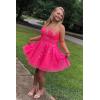 imageTulle Homecoming Dresses for Teens Sparkly Short Prom Dresses Spaghetti Strap Plus Size Formal DressRed