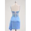 imageV Neck Satin Homecoming Dresses for Teens Lace Short Porm Dress Mermaid Pleated Bodycon Cocktail DressSilver