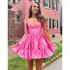 imagehomdor Spaghetti Straps Satin Homecoming Dresses ALine Prom Dress Cute Short Formal Cocktail DressPink