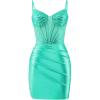 imageBeaded Homecoming Dresses for Teens Satin Mermaid Prom Dresses Short Pleated Formal DressAqua