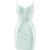 imageBeaded Homecoming Dresses for Teens Satin Mermaid Prom Dresses Short Pleated Formal DressBaby Blue