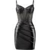 imageBeaded Homecoming Dresses for Teens Satin Mermaid Prom Dresses Short Pleated Formal DressBlack