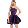 imageOne Shoulder Sequin Homecoming Dresses Short Layered Sparkly Prom Dress for Teens 2023 A Line Evening Party GownsGrape