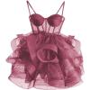 imageOrganza Tulle Homecoming Dresses Spaghetti Straps Layered Short Prom Dress Sweetheart Cocktail GownDesert Rose