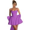 imageSatin Homecoming Dresses for Teens with Bow Cowl Neck Corset Cocktail Party Gown Aline Ball GownsPurple