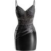 imageV Neck Satin Homecoming Dresses for Teens 2025 Spaghetti Straps Beaded Short Prom Dresses Tight Cocktail Party DressBlack