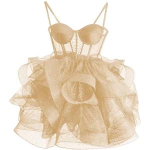 imageOrganza Tulle Homecoming Dresses Spaghetti Straps Layered Short Prom Dress Sweetheart Cocktail GownChampagne