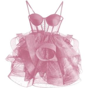 imageOrganza Tulle Homecoming Dresses Spaghetti Straps Layered Short Prom Dress Sweetheart Cocktail GownDusty Pink