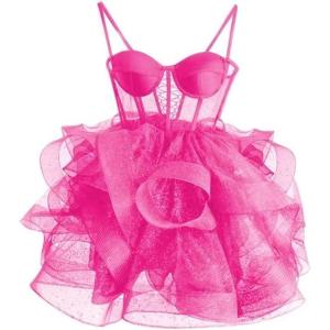 imageOrganza Tulle Homecoming Dresses Spaghetti Straps Layered Short Prom Dress Sweetheart Cocktail GownHot Pink