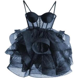imageOrganza Tulle Homecoming Dresses Spaghetti Straps Layered Short Prom Dress Sweetheart Cocktail GownNavy Blue
