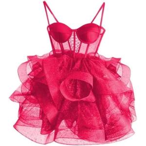 imageOrganza Tulle Homecoming Dresses Spaghetti Straps Layered Short Prom Dress Sweetheart Cocktail GownRose Red