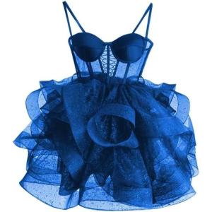 imageOrganza Tulle Homecoming Dresses Spaghetti Straps Layered Short Prom Dress Sweetheart Cocktail GownRoyal Blue