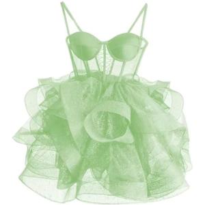 imageOrganza Tulle Homecoming Dresses Spaghetti Straps Layered Short Prom Dress Sweetheart Cocktail GownSage