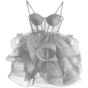imageOrganza Tulle Homecoming Dresses Spaghetti Straps Layered Short Prom Dress Sweetheart Cocktail GownSilver