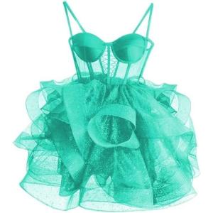 imageOrganza Tulle Homecoming Dresses Spaghetti Straps Layered Short Prom Dress Sweetheart Cocktail GownTurquoise