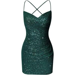 imageSequin Tight Homecoming Dresses Short Spaghetti Straps Mermaid Prom Dress for Teens Cocktail Sparkly Mini DressPeacock