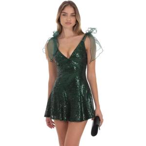 imageSpaghetti Straps Sequins Homecoming Dresses 2025 V Neck Club Party Dress Sexy Bodycon Mini Dress with BowEmerald Green