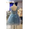 image3D Butterfly Short Homecoming Dresses Sparkly Sequin Prom Dress for Teens Off Shoulder DAMA Dresses for QuinceaneraChampagne
