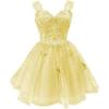 image3D Butterfly Short Homecoming Dresses Sparkly Sequin Prom Dress for Teens Off Shoulder DAMA Dresses for QuinceaneraChampagne
