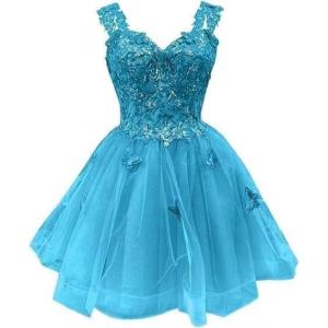 image3D Butterfly Short Homecoming Dresses Sparkly Sequin Prom Dress for Teens Off Shoulder DAMA Dresses for QuinceaneraAqua
