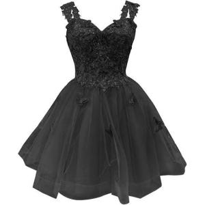 image3D Butterfly Short Homecoming Dresses Sparkly Sequin Prom Dress for Teens Off Shoulder DAMA Dresses for QuinceaneraBlack