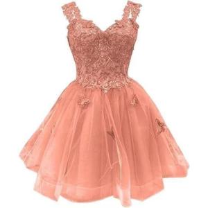 image3D Butterfly Short Homecoming Dresses Sparkly Sequin Prom Dress for Teens Off Shoulder DAMA Dresses for QuinceaneraCoral