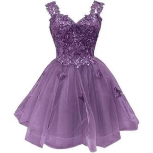image3D Butterfly Short Homecoming Dresses Sparkly Sequin Prom Dress for Teens Off Shoulder DAMA Dresses for QuinceaneraDusty Purple