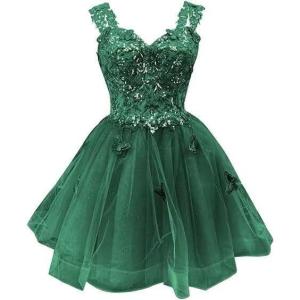 image3D Butterfly Short Homecoming Dresses Sparkly Sequin Prom Dress for Teens Off Shoulder DAMA Dresses for QuinceaneraEmerald Green