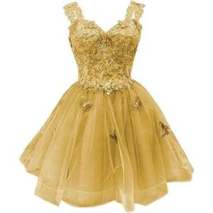 image3D Butterfly Short Homecoming Dresses Sparkly Sequin Prom Dress for Teens Off Shoulder DAMA Dresses for QuinceaneraGold