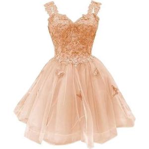 image3D Butterfly Short Homecoming Dresses Sparkly Sequin Prom Dress for Teens Off Shoulder DAMA Dresses for QuinceaneraPeach