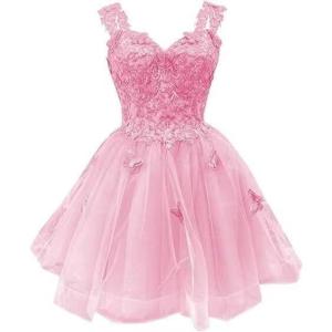 image3D Butterfly Short Homecoming Dresses Sparkly Sequin Prom Dress for Teens Off Shoulder DAMA Dresses for QuinceaneraPink