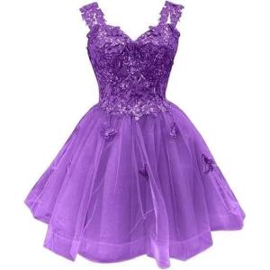 image3D Butterfly Short Homecoming Dresses Sparkly Sequin Prom Dress for Teens Off Shoulder DAMA Dresses for QuinceaneraPurple