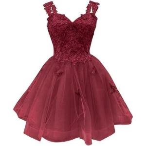 image3D Butterfly Short Homecoming Dresses Sparkly Sequin Prom Dress for Teens Off Shoulder DAMA Dresses for QuinceaneraWine Red