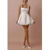 imageBubble Homecoming Dresses 2025 Embroidery Satin Short Prom Dresses Spaghetti Strap Cocktail Mini Party DressRed