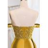 imageOff Shoulder Satin Homecoming Dresses for Teens 2025 Beaded Short Prom Dresses Pleated Cocktail Party Dress with Slit TailAqua