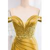 imageOff Shoulder Satin Homecoming Dresses for Teens 2025 Beaded Short Prom Dresses Pleated Cocktail Party Dress with Slit TailAqua