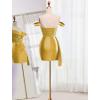 imageOff Shoulder Satin Homecoming Dresses for Teens 2025 Beaded Short Prom Dresses Pleated Cocktail Party Dress with Slit TailAqua