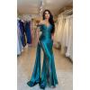 imageOff Shoulder Satin Prom Dresses Long 2025 Beaded Formal Dresses Pleated Evening Party Gown with Slit TailYellow