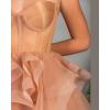 imageTulle Prom Dress Spaghetti Straps Ball Gowns High Low Homecoming Dress Layered Ruffles Princess Quinceanera DressesOrange