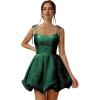 imageBubble Homecoming Dresses 2025 Embroidery Satin Short Prom Dresses Spaghetti Strap Cocktail Mini Party DressEmerald Green