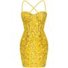 imageCorset Homecoming Dresses for Teens Spaghetti Straps Tight Short Prom Dress Sequin Bodycon Mini Club Night DressesYellow